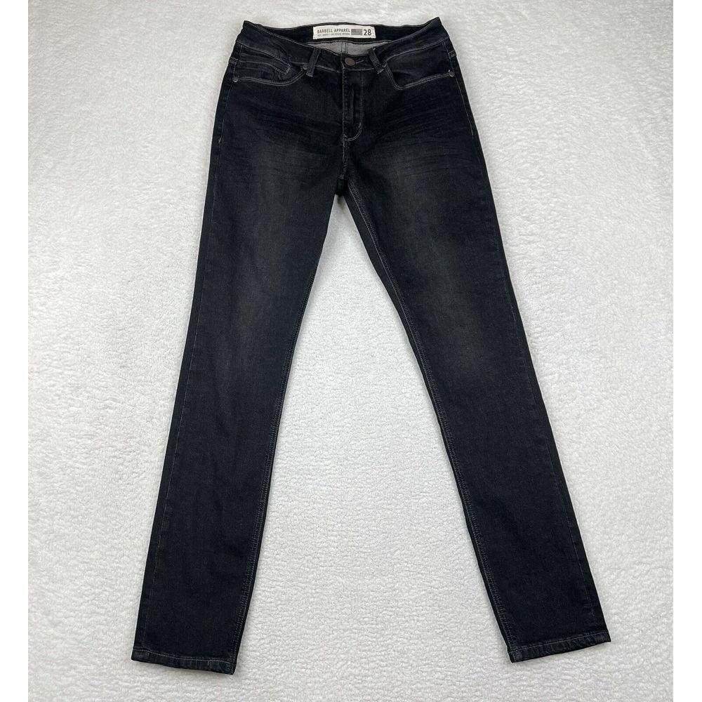 Barbell Apparel Jeans Mens 28x32 Black Fade Slim Straight Stretch Denim Athletic
